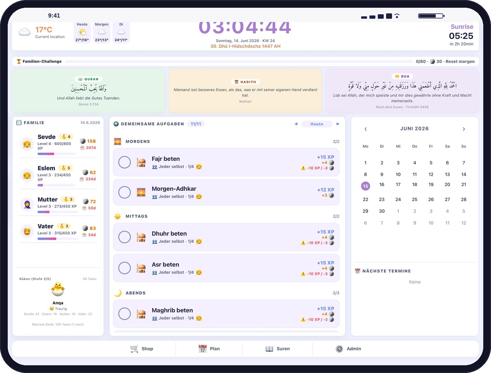 SunnahHome Kiosk-Modus auf dem Wand-Tablet